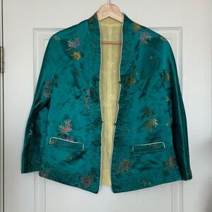 Silk Teal Floral Women's Jacket